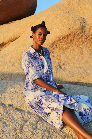 IMIGONGO PRINT DRESS - Porcelain