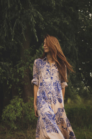 BLOOM DRESS - Imigongo in Avocado Pink